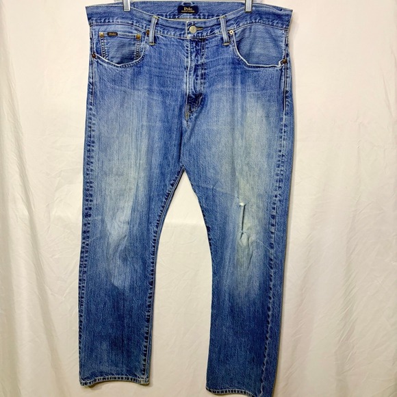 Polo Ralph Lauren Other - Polo Ralph Lauren Jeans Straight Leg Blue Distressed Denim 35x30